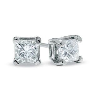 1/2 CT. T.W. Princess-Cut Diamond Solitaire Stud Earrings in 14K White Gold
